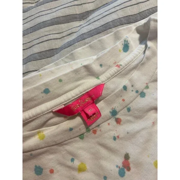 Lilly Pulitzer Sheridan Palm Tree Paint Splatter Crewneck Sweatshirt Top Size XL - Picture 9 of 12